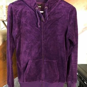 Purple velvet hooded jacket